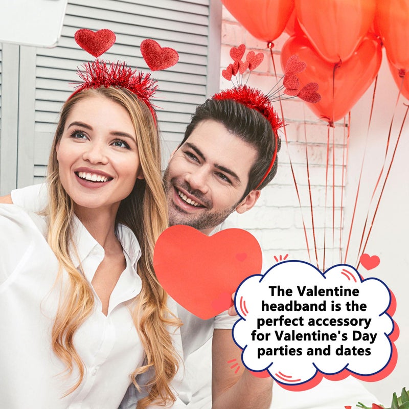 Cotiny 6 Pack Valentine's Day Heart Headband Sequin Heart Bopper Hair Hoop Headbands for Kids Adults Valentines Day Party Supplies Birthday (Color style 2) - Image 3